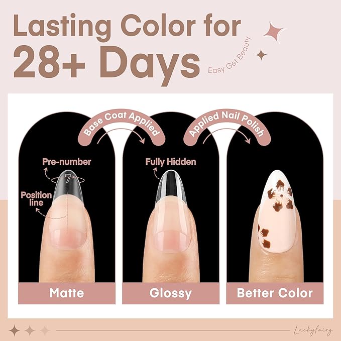 Medium Almond Shape Nail Tips Half Cover 360pcs Medium Nails Double Sided Matte Almond Nail Tips Strong Lasting for Acrylic Press On Nails, 12 Sizes Luckyfairy Gelly Tips