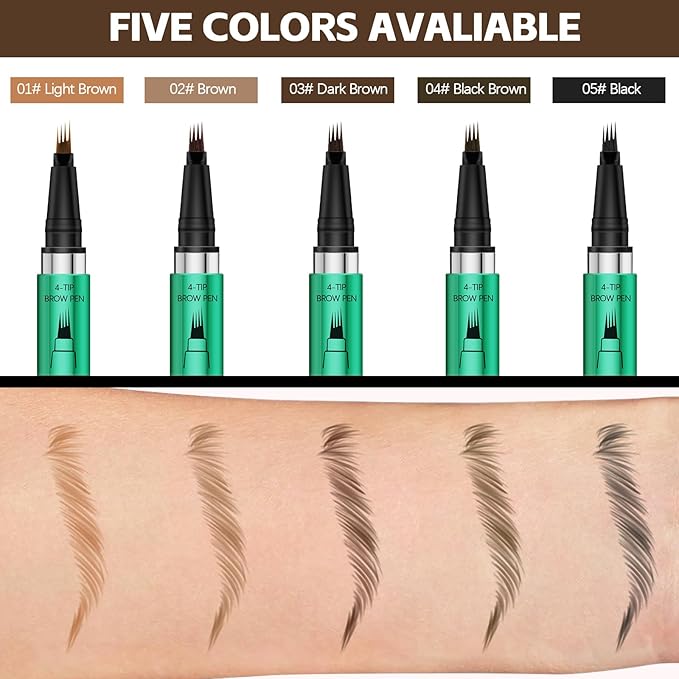 Microblading Eyebrow Pen，Waterproof Brow Pen Micro 4 Point,Eyebrow Makeup Pencil for Women to Effortlessly Create Hair Like Natural Brows，Long Lasting & Smudge-proof