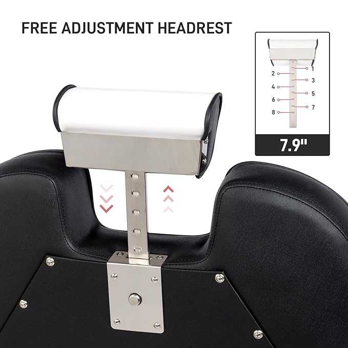 OmySalon All Purpose Hydraulic Barber Chair Recline 360 Degree Swivel Height Adjustable Heavy Duty Hairdresser Chair Beauty Salon Spa Tattoo Styling Barbershop Equipment Black & White
