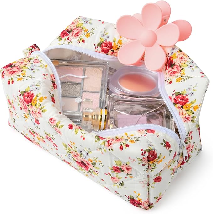 Soidram quilted makeup bag floral