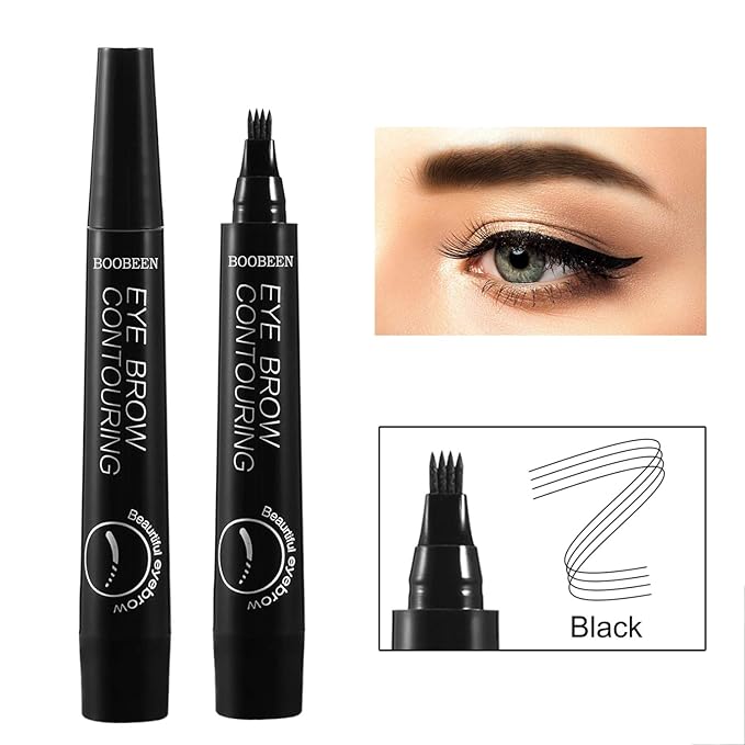Boobeen 2Pcs Microblading Eyebrow Pencil - Waterproof Eyebrow Tattoo Pen with a Micro-Fork Tip Applicator - Creates Natural Looking Brows Effortlessly
