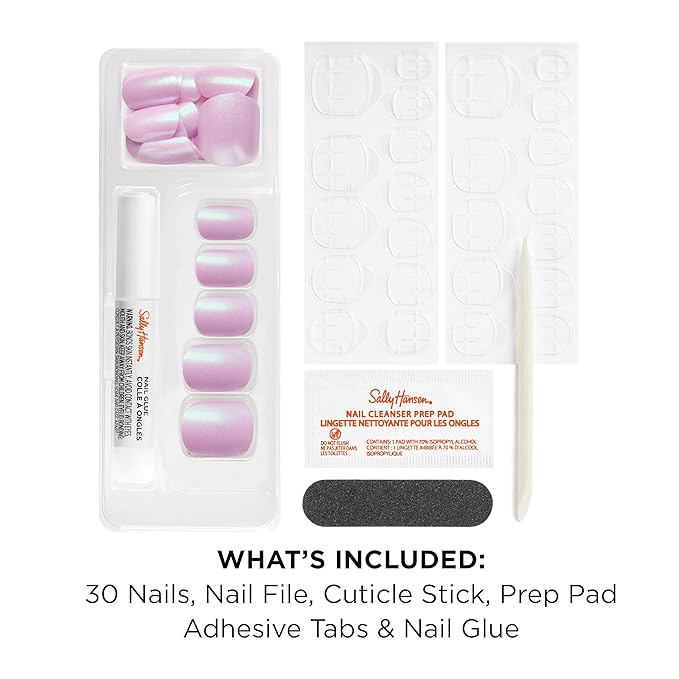 Sally Hansen Salon Effects Perfect Press-On Nails | Sq-oval Shape | Easy to Apply, Non-Damaging | 30 Nails, Nail Glue, Adhesive Tabs, File | Affairy To Remember