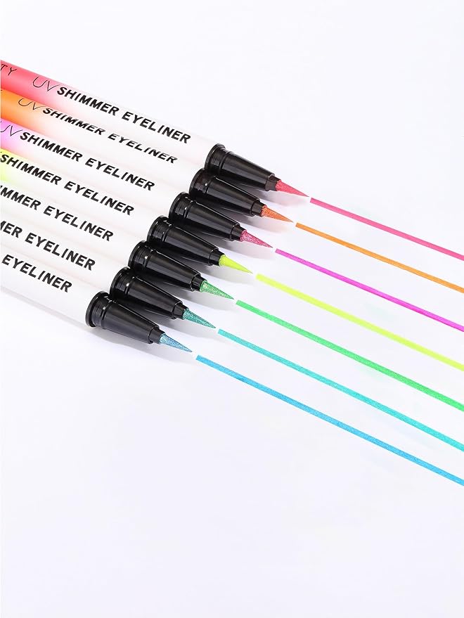 Metallic Neon Liquid Eyeliner, Glitter Neon Colored Eyeliners Pen, High Pigmented, Waterproof Smudge-Proof and Long-Lasting Metallic Eye Makeup for Halloween Christmas,Shimmer Turquoise