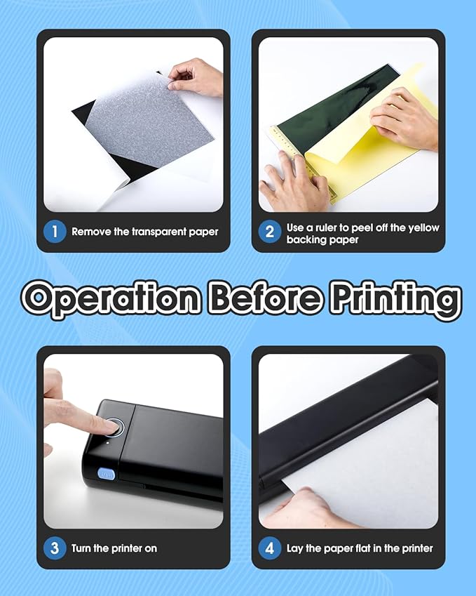 Phomemo M08F Upgraded Tattoo Stencil Printer, Thermal Stencil Printer with 10pcs Transfer Paper, Tattoo Supplies for Artists & Beginners, Compatible with Phone, Tablet & PC, Black & Blue