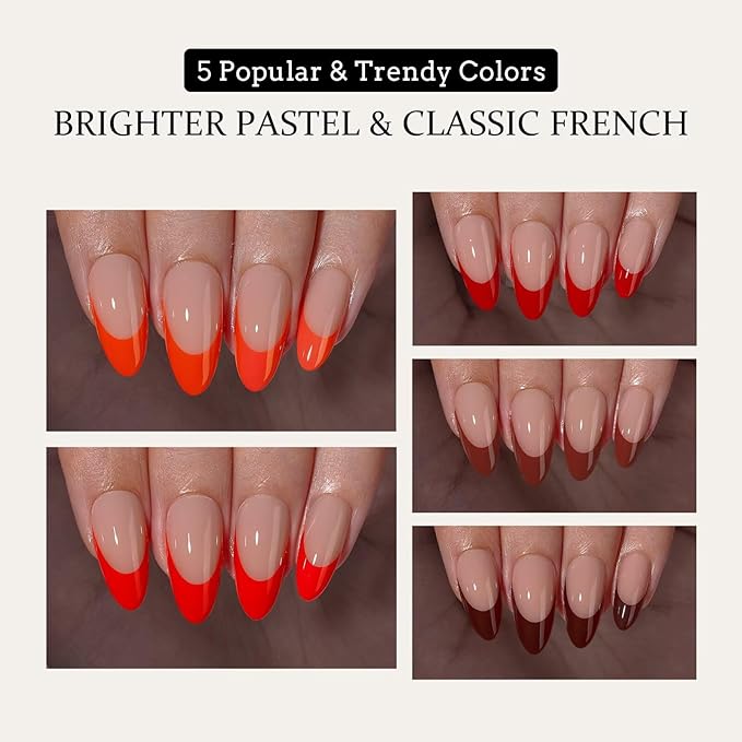 BTArtboxnails XCOATTIPS Red French Tip Press on Nails - Red French Tip Nails Almond, Christmas Press on Nails Medium, Soak Off Soft Gel Nail Extension 150Pcs
