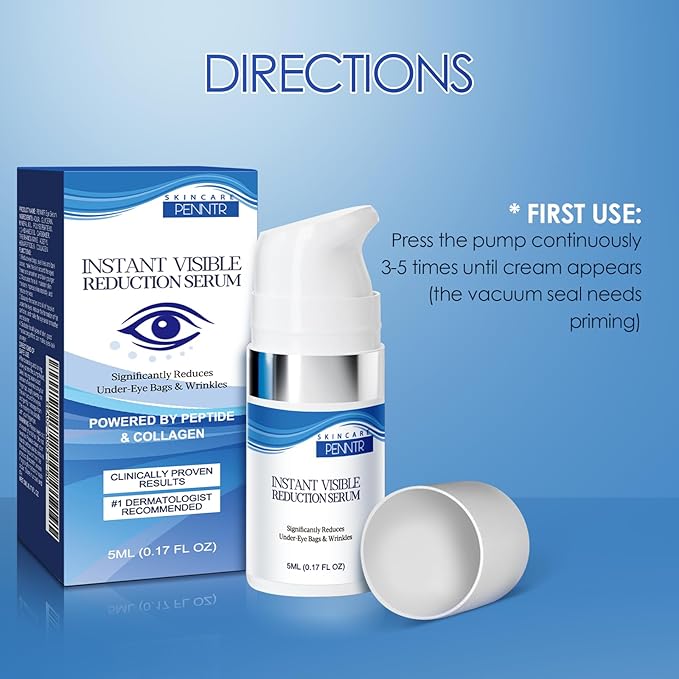 Instant Visible Reduction Serum - Visibly Reduces Under-Eye Bags, Wrinkles, Dark Circles, Fine Lines & Crow's Feet, (0.17 Fl Oz (Pack of 1))