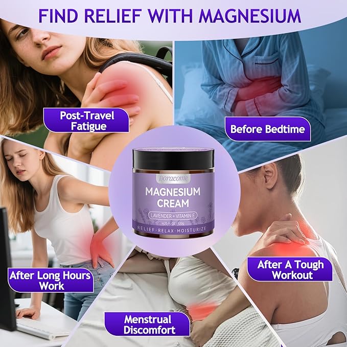 Magnesium Lotion | Magnesium Cream for All skin types, Bedtime Routine, Fast-Absorbing Non-Greasy, Unscented, for Legs, Calves & Feet, 4.23 fl oz