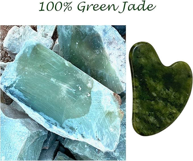 OXT Gua Sha, Premium Gua Sha Facial Tools, Guasha Tool for Face Upgraded, Guasha Natural Jade Stone (Dark Green)