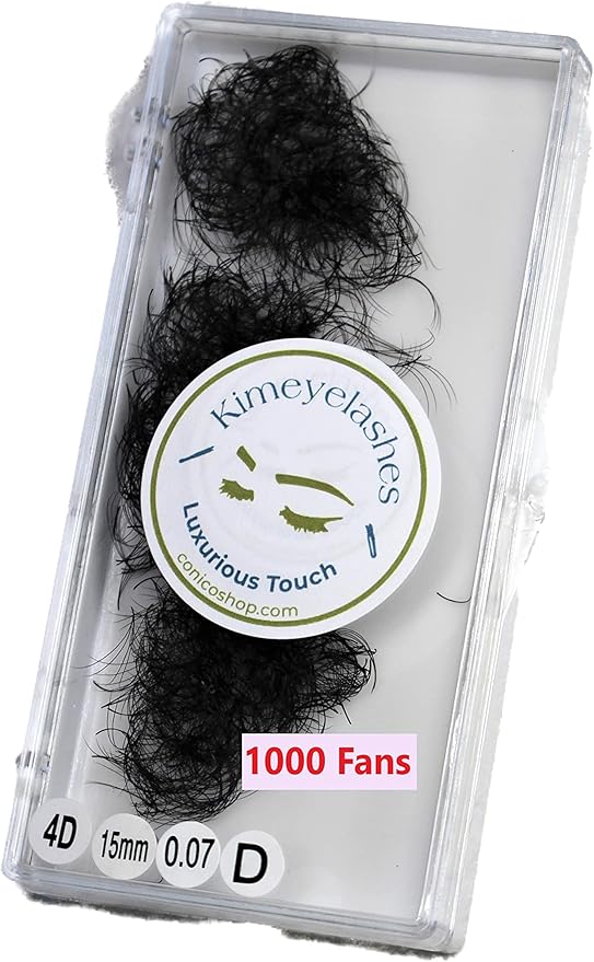 4D - 0.07 C and D Curl 1000 Premade volume fans loose Fans, Handmade eyelash extensions supplies Russian volume lash promade fan (4D - 0.07 - Curl D, 8mm)