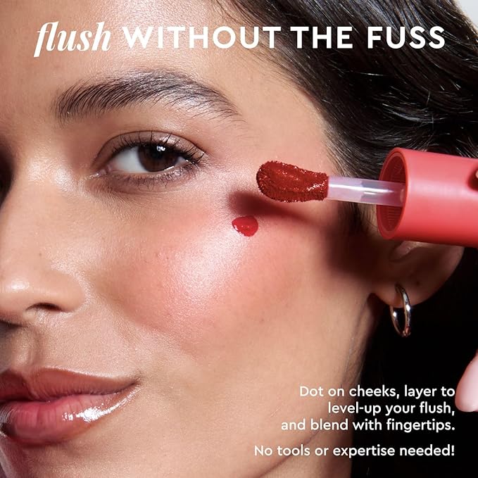 Glow Recipe Niacinamide Dewy Flush Tinted Liquid Blush Serum - Glowy Blush for Cheeks to Smooth, Hydrate & Brighten - Liquid Korean Makeup with Buildable Soft Pink Tint - Cherry Flush (0.4 oz)