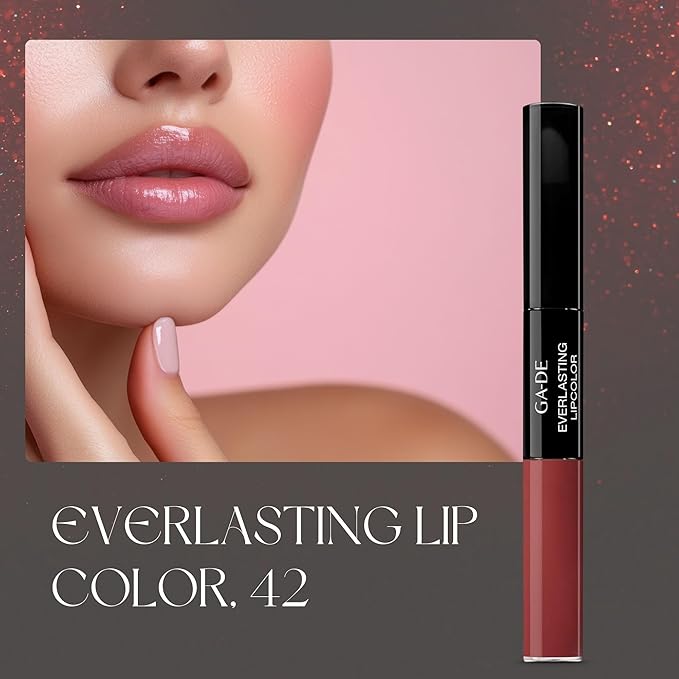GA-DE Everlasting Lip Color, 42 - Full Coverage, Non-Oily, Moisturizing, Long Lasting Lipstick - Dries Quickly into Ultra-Thin Film - 0.28 oz