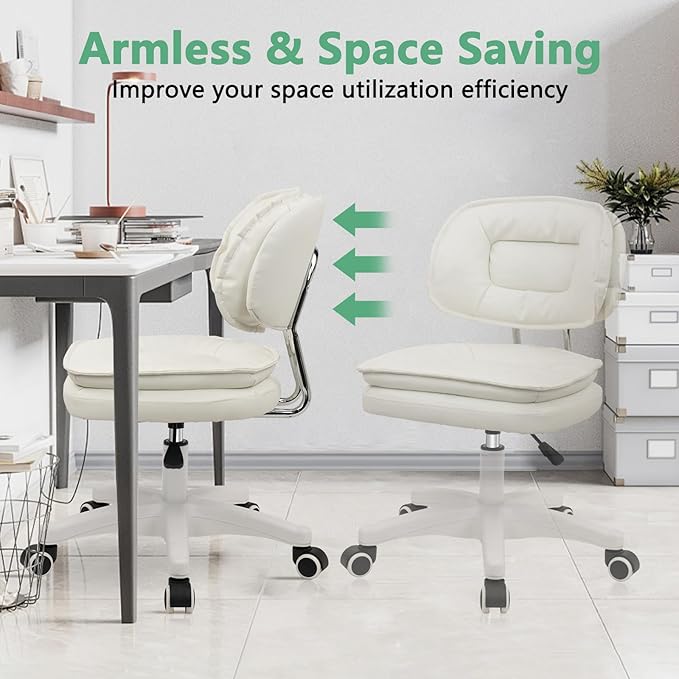 Small Rolling Stool with Backrest - 360° Swivel Rolling Chairs with Wheels,Adjustable Height Armless Vanity Chair, Thickened Seat Cushion Stool Chairs for Spa, Shop, Salon, Massage, Beige, 4 Pack