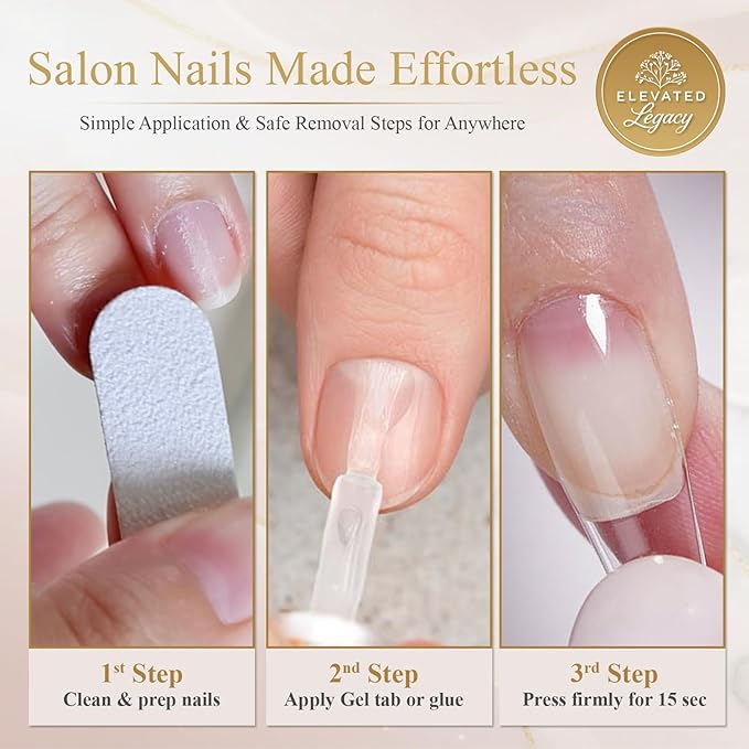 Large-Citrus Splash Fake Nails Press-On Manicure Kit for Women | French Tip 10 Nails | Nail Glue, Dual Nail File, Cuticle Stick, Buffer Block | Measure Before Ordering