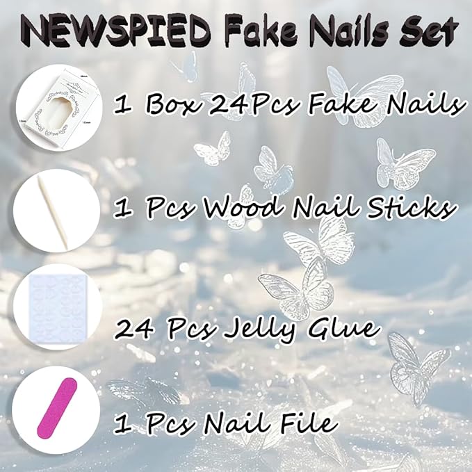 24Pcs Fall Flower Press on Nails Medium Almond Fake Nails with 3D Gold Balls Designs French Tip Glue on Nails Glossy Brown Full Cover Artificial Nail Autumn Holiday False Nail for Women Girls DIY