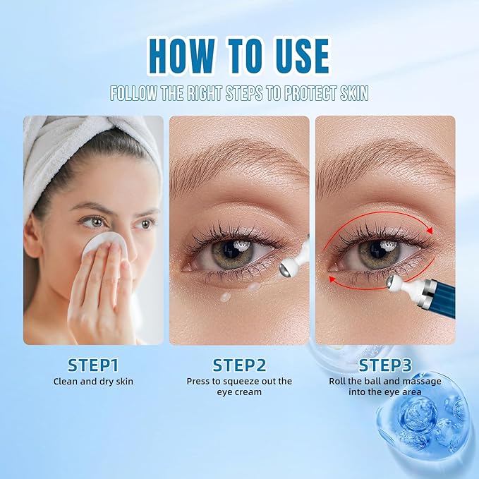 5% Caffeine Eye Cream & Under Eye Serum for Dark Circles and Wrinkles, Under Bags Treatment, Anti-Aging Caffeine Serum with Hyaluronic Acid and Niacinamide, 360° Roller Massage(20ML)