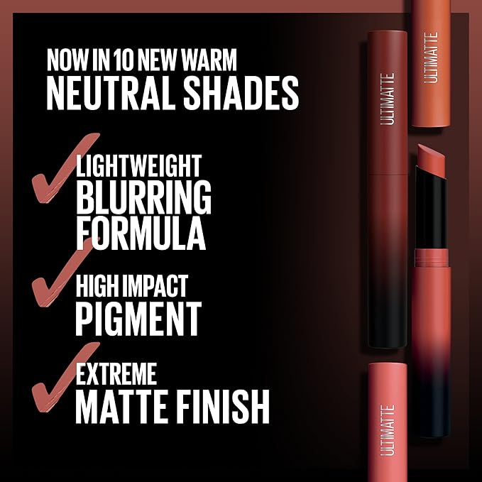 MAYBELLINE Color Sensational Ultimatte Matte Lipstick, Non-Drying, Intense Color Pigment, More Mocha, Mid-Tone Mauve, 1 Count (Pack of 2)