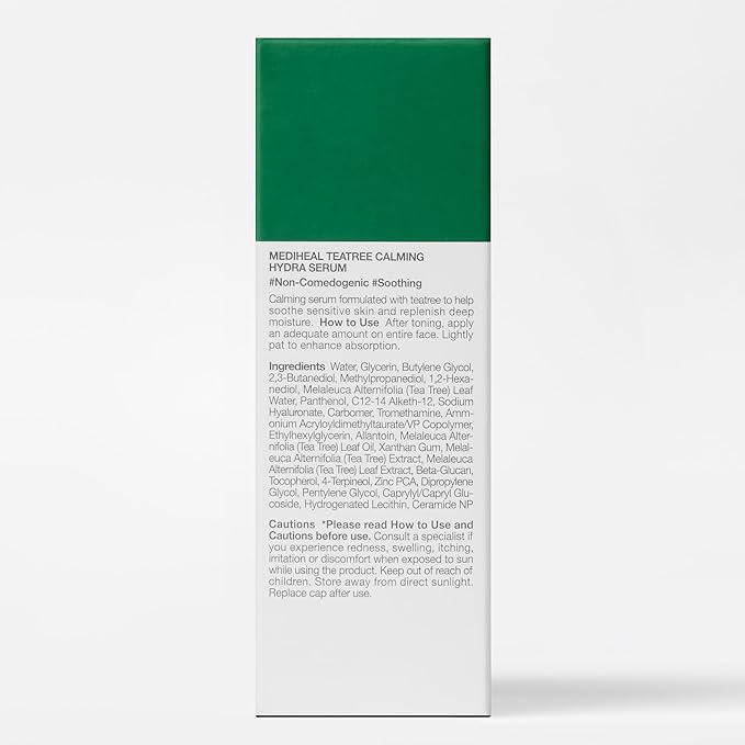 Mediheal Teatree Calming Serum 1.35 fl.oz - Quick Skin Calming and Redness Relief - Sebum Care, Oil Moisture Balance & Deep Moisturization with Hyaluronic Acid