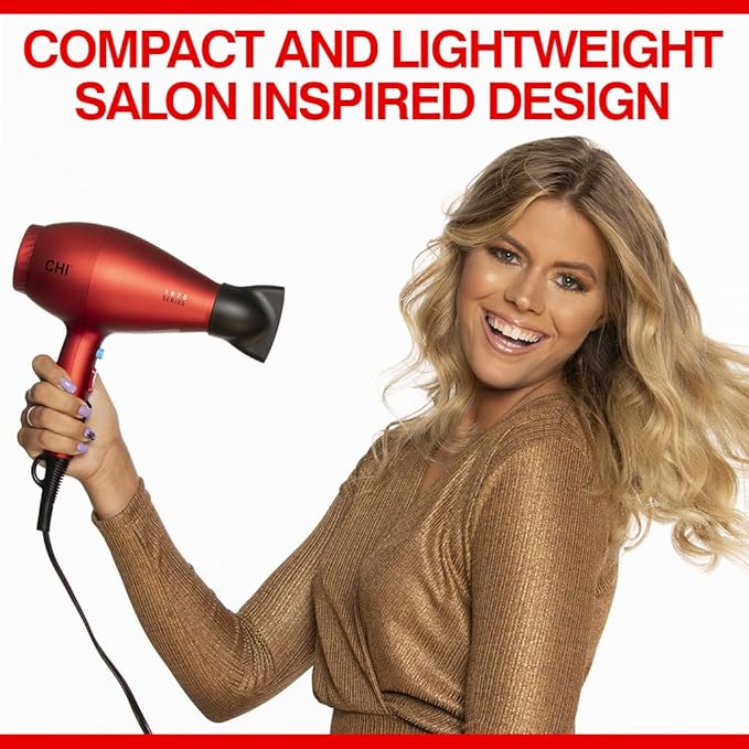 CHI 1875 Series Hair Dryer, Blow Dryer For Ultra-Fast Hair Drying, Reduces Frizz & Increases Shine, Nozzle & Diffuser Attachments