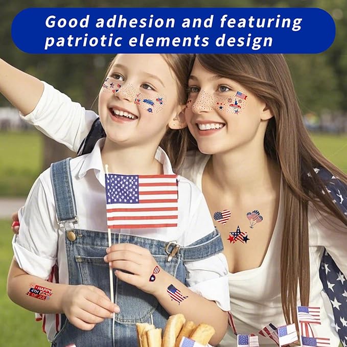 MEICOLY 4th of July Glitter freckles,USA Face Glitter Star Stickers Temporary Freckles Tattoos,Fourth of July Red White Blue Accessories,8 Face Glitter Freckles +13 Temporary Tattoos