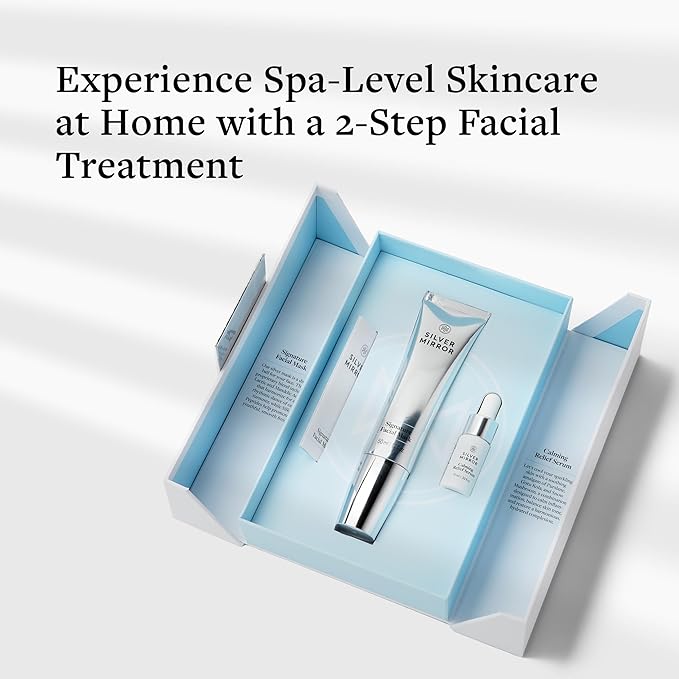 Signature Facial Mask (1.7 fl oz) & Serum (0.33 fl oz), Skin Care Set, 2-Step Face Tightening and Lifting Skincare, Anti Wrinkle, with Hyaluronic Acid, for Instant Face Lift