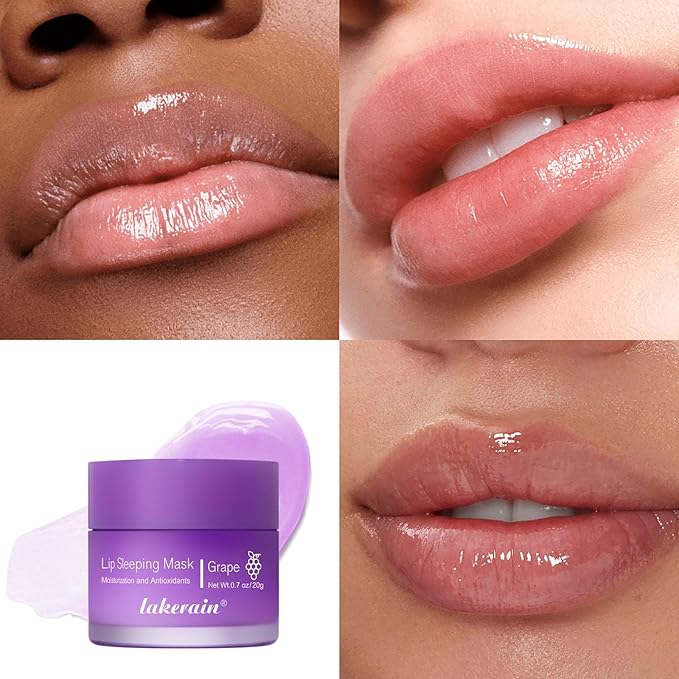 Lip Mask Sleeping,Nourish Hydrate Lip Mask,Lip Oil,Lip Balm, Lip Skin Care,Hydrating, Moisturizing Lip Lines Night Sleep Anti-chapped Lip Cream (Grape)