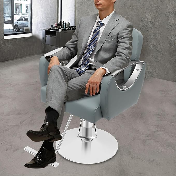 Barber Chair Salon Chair for Hair Stylist Adjustable Hydraulic Styling Chair with 360 Degrees Rolling Swivel for Salon Barbershop Tattoo Shampoo Beauty Equipment (Haze Blue)