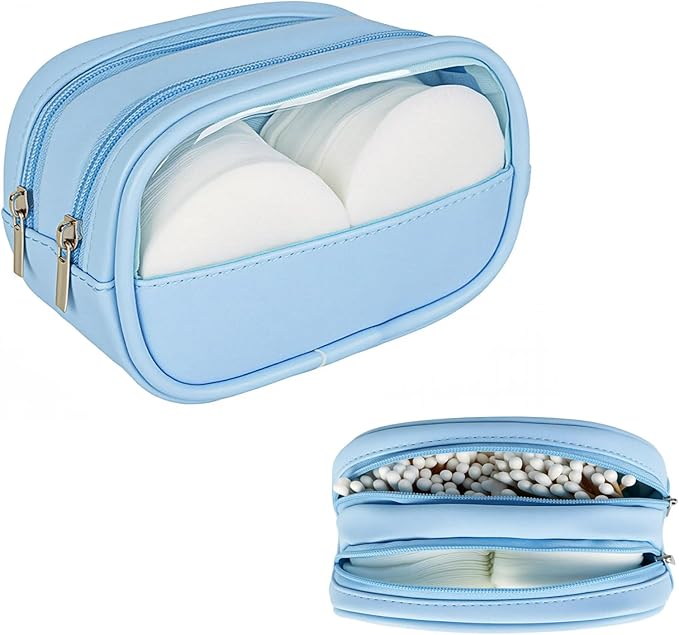 Portable Cotton Round Swab Organizer Case,2 in 1 Travel Cotton Pad Qtip Holder,Portable Storage Case for Floss Picks,Hair Tie Organizer,Bathroom Storage Organizer Qtip Dispenser Swabs Dispenser