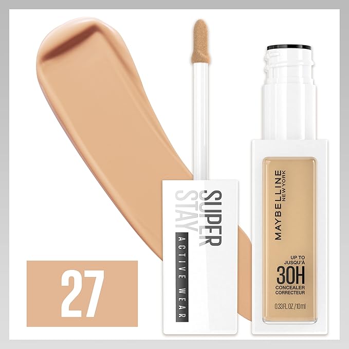 Maybelline Super Stay Liquid Concealer Makeup, Full Coverage Concealer, Up to 30 Hour Wear, Transfer Resistant, Natural Matte Finish, Oil-free, Available in 16 Shades, 27, 1 Count