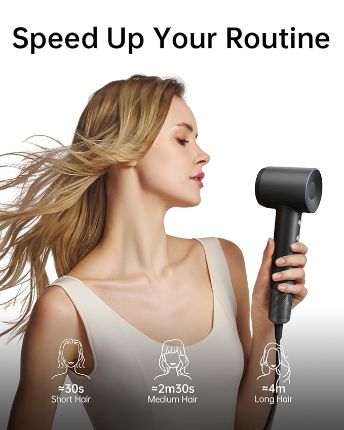 Laifen Swift Special Hair Dryer, High Speed 200M Ionic Blow Dryer with 110, 000 RPM Brushless Motor for Fast Drying, Low Noise, Hairdryer with Magnetic Nozzles