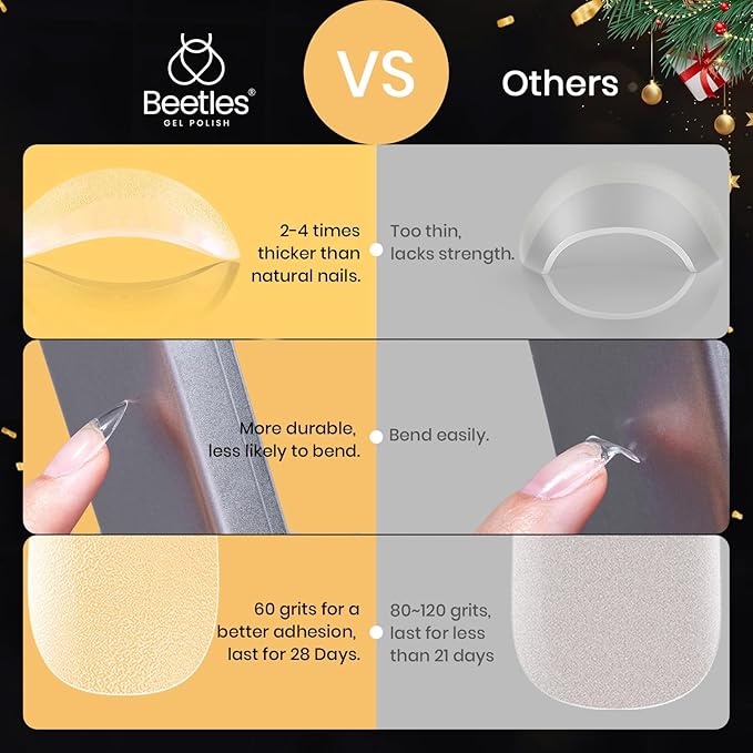 Beetles Gel Nail Tips Etch-X, Almond Short Fake Nails, 288pcs 12 Sizes, Press on Pre-Etched Half Matte Full Cover Acrylic False Nail Tips Almond Shape Nail Supplies Easy DIY Extension Gift for Women