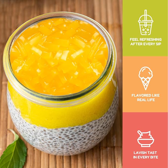 Fanale Coconut Jelly Topping nata de coco for Bubble Tea 8.3 lb | Mango Jelly | for Boba Tea, Smoothies, Slushes, Desserts | 8.3lb | JEL003