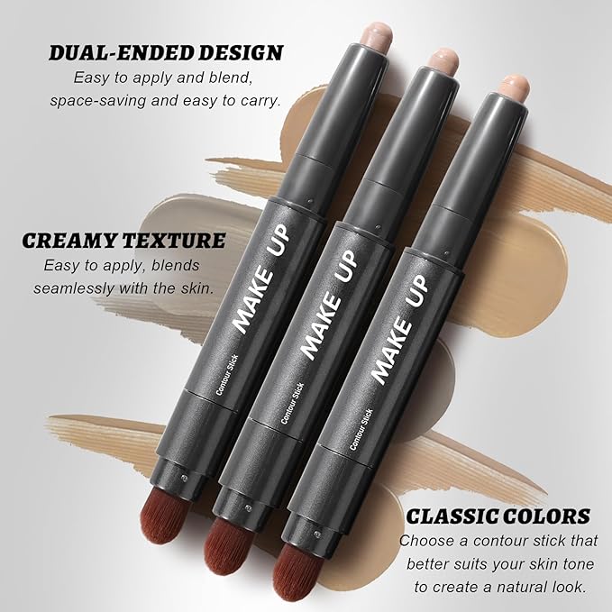 DAGEDA Neutral Contour Stick,Cream Contour Makeup with Brush,Lightweight, Blendable, Longlasting Creamy Bronzer Stick, Matte Finish Natural Face Contouring Makeup
