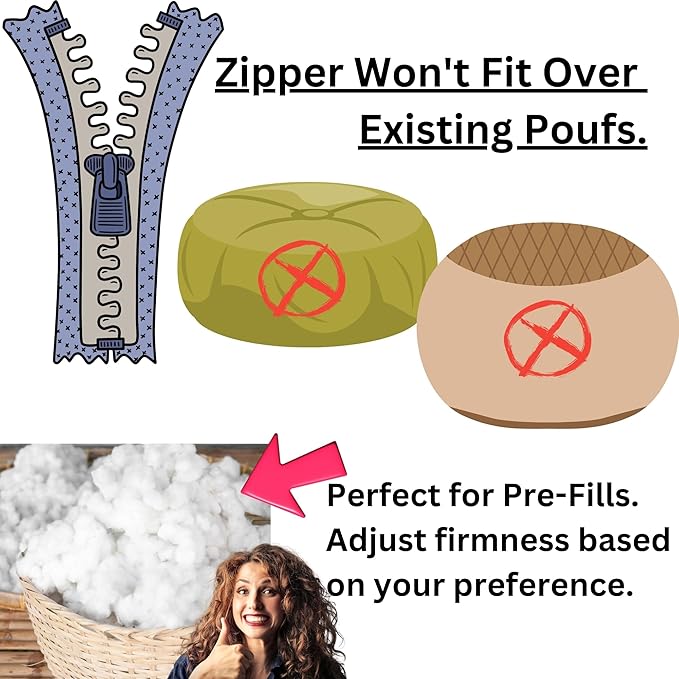 DaDalogy Bedding Faux Fur Ottoman Pouf Cover [NO Insert] - Rose Coral Baby Peach | Shiny Geometric Soft Cozy with Zipper - 1-Piece 18" x 18" x 18"