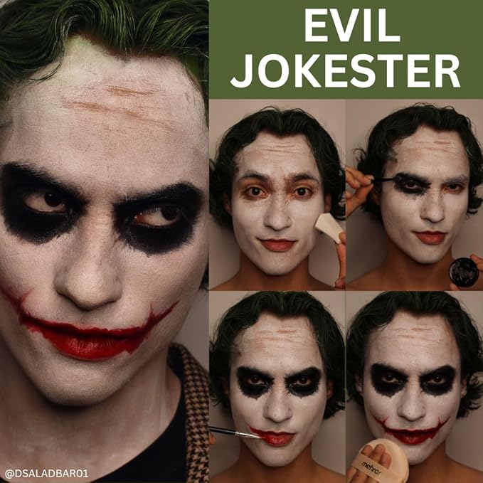 Mehron Makeup Premium Character Kits| Makeup Kits for Halloween & Cosplay| Made in the USA | Complete Makeup Kit | Includes all Makeup, Tools, & Instructions on How to Create the Look | (Jokester)