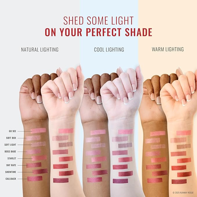 Runway Rogue Pearl Glam Long Wear Shimmer Liquid Lipstick, Metallic Soft Earthy-Red Lipstick with Gold Shimmer, ‘Day Rate’