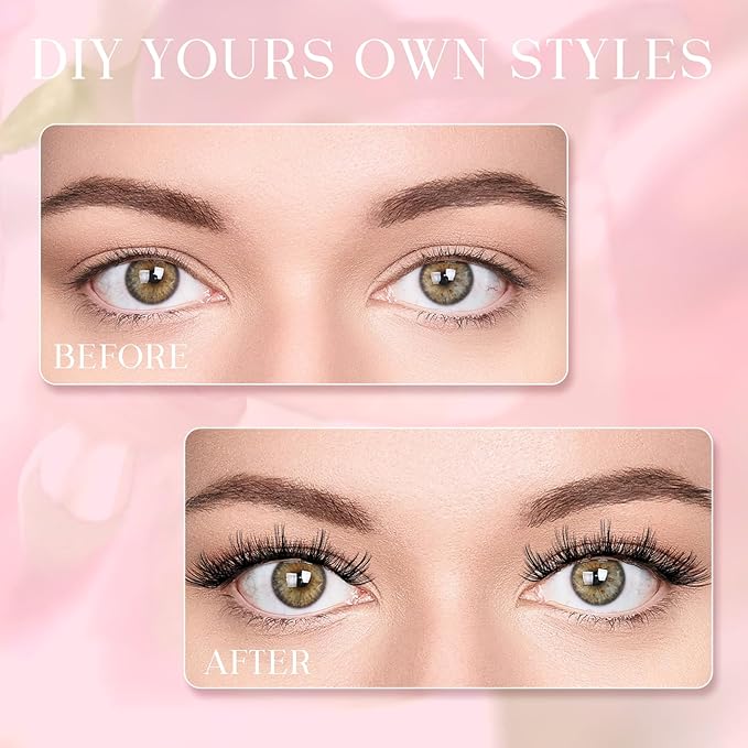 FADLASH Lash Clusters Wispy Eyelash Clusters D Curl Natural Individual Lashes 10-16 mm and Waterproof Cluster Eyelash Extensions with Soft Thin Band (JC07, 10-16mm)