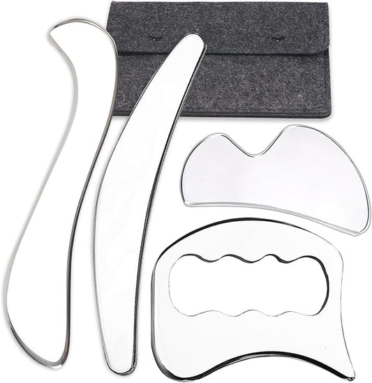 FeelFree Sport 4 in 1 Gua Sha Massage Scraping Tool Set-Muscle Scraper Tools for Soft Tissue Mobilization,Physical Therapy for Back, Legs, Arms