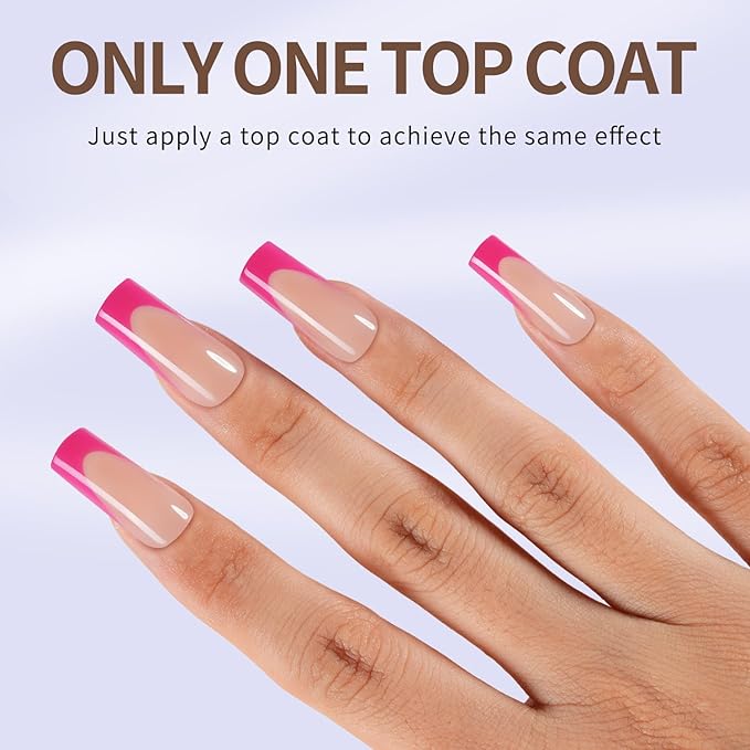 Misssix French Gel Nail Tips, 150Pcs Purple French Tip Press on Nails Long Square, No Need to File Tips Pre-lasting, Fake Nails for Nail Art DIY 15 Sizes