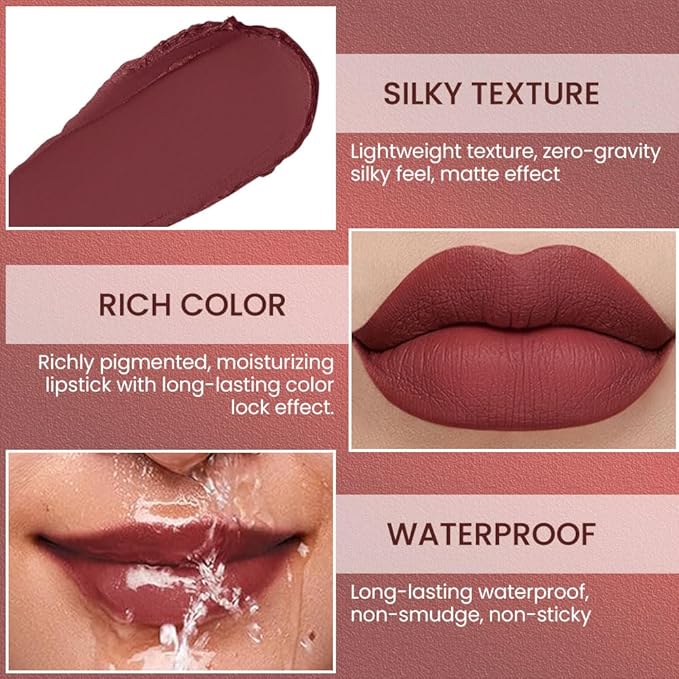 Wine red Matte Lip Liner Pencil - Crayon Matte Lipstick Pencil, No Transfer, Smudgeproof & Waterproof, Sharpenable Lip Crayon for Women, Velvet Long-Lasting Lip Color 05#