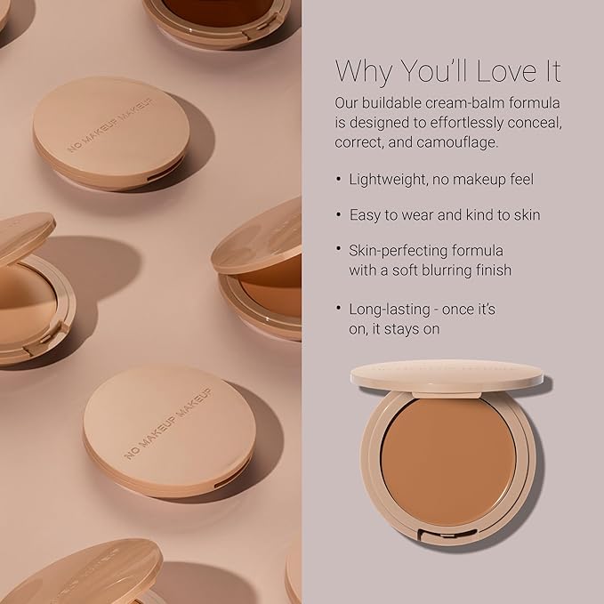 Foundation by No Makeup Makeup | Conceal & Correct with Long-Lasting, Buildable Formula & Lightweight Soft Finish | Cruelty-Free, Vegan, Fragrance-Free | Tan