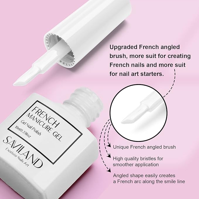 SAVILAND French Gel Nail Polish: 1PC 10 ML White Nail Polish Easy French Smile Line in 5s French Tip Nail Tool French Nails U V LED Gel French Tip Nail Art Nail Supplies for Starter Professional Gift