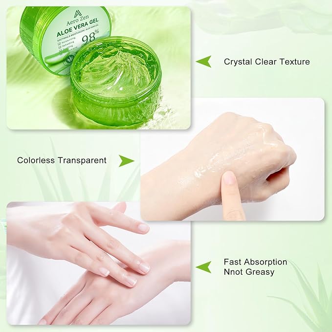 Organic Aloe Vera Gel for Face Made within 12 Hours of Harvest, 98% Pure Aloe Vera Gel for Skin, Scalp, & Hair, Soothing Aloe Face Moisturizer, Multipurpose Skin Care（20oz）