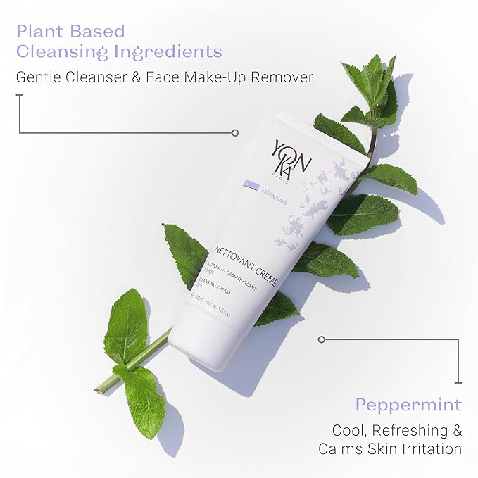 Yon-Ka Nettoyant Creme (100ml) Cleansing Makeup Remover Cream, Remove Impurities with Calming Peppermint and Plant Glycerin, Sensitive to Acne Prone Skin, Paraben-Free