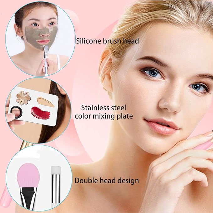 Makeup Spatula,Korean Spatula Makeup Stainless Steel Makeup Spatula and Palette Set,Professional Foundation Spatula Facial Cosmetic Makeup Tool (1 Cosmetic Brush+1Spatula+1 Rectangle Palette)