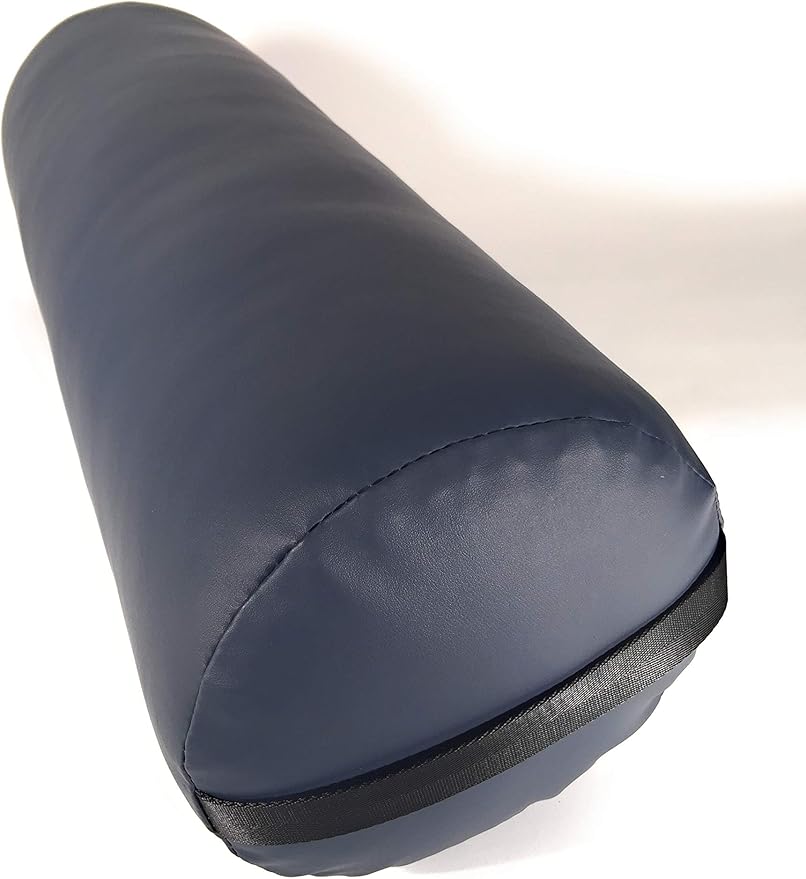 Fluffy Massage Bolster Pillow by NRG - 8"W x 26"L Full Round Massage/Spa Table Bolster with Carrying Strap - Supports Neck, Knees or Ankles - PVC Free Vinyl Upholstery - CFC Free Foam - Color: Agate