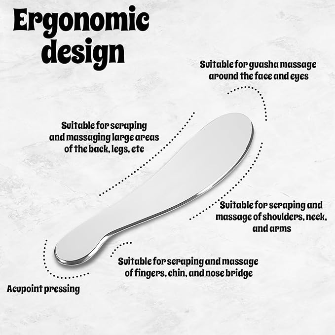 Stainless Steel Gua Sha Tool, Body Massage Gua Sha Tools with Smooth Edges, Physical Therapy Massage Scraper Tool for Release The Muscles Fascia of The Back, Legs, Arms，Neck and Shoulders ﻿ ﻿