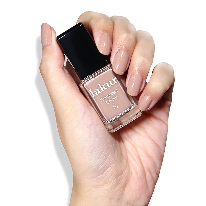 LONDONTOWN lakur Nail Polish - Chip-Resistant, Non-Toxic, Conditions & Hydrates Nails | Glossy Taupe Brown, Café Au Lait, .40 fl oz
