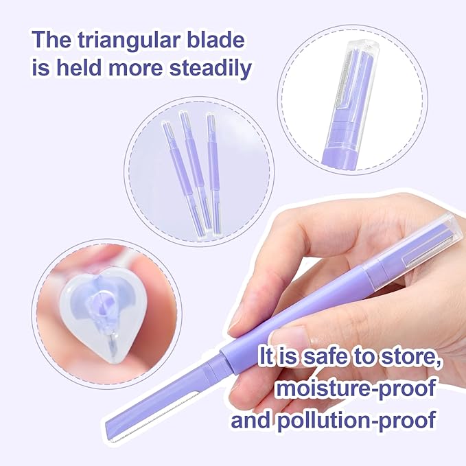 Dermaplane Razor for Women Face & Eyebrow - Dermaplaning Tool for Peach Fuzz Facial Hair Removal,High Precision Blade for Smooth Skin (Purple, 6 Count)