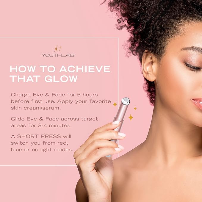 Eye & Face Wand/Tool – Heated Eye Wand with Vibration | Tired Eyes, Brighter Under Area, Redness Relief, Product Absorption, Smoother Skin & Relaxing Massage | Rose Gold