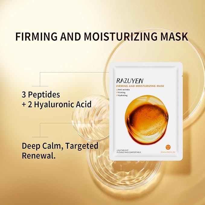 Face Sheet Masks (9 Variety Packs), with Peptides, Vitamin C and Panthenol B5, Anti-aging, Brightening, Soothing Facial Skincare Gift Set for All Skin Types, Moisturizing and Firming Mask Set